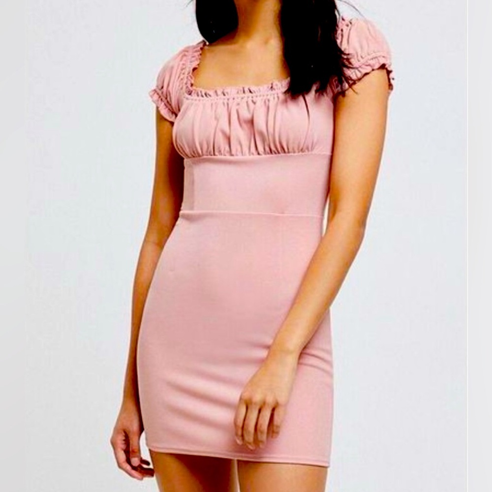 NWT Kendall & Kylie Pink Puff Sleeve Mini Dress